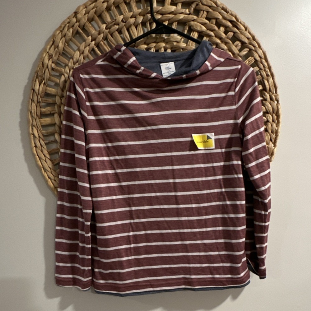 rumi + ryder Reversible Striped Pullover Hoodie Maroon White M 8-10